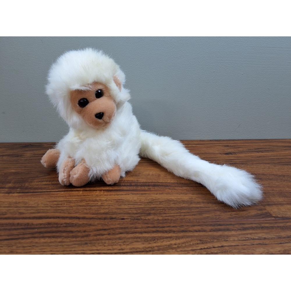 Vintage TY White Monkey Plush 8" Long Tail Hook Loop Hands Classic 1987 Korea